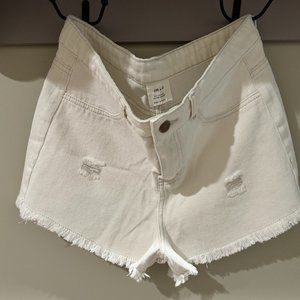 White Frayed Shorts